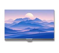 Jubonexis Full Moon Over Rolling Hill Abstract Minimalist Boho Business Card Holder, Pocket Slim Metal Business Card Case for Women Men