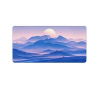 Jubonexis Full Moon over Rolling Hill Abstract Minimalist Boho Laptop Desk Pads 60x30cm Keyboard Gaming Desk Mat Non-Slip Stitched Edge Desk Mat for Work, Game, Office, Home