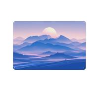 Jubonexis Full Moon over Rolling Hill Abstract Minimalist Boho Tin Metal Signs Wall Art Decorations for Bar Pub Club Cafe Room Farmhouse White 20x30cm