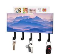 Jubonexis Full Moon Over Rolling Hill Abstract Minimalist Boho Wall Mount with 5 Hooks Acrylic Key Rack for Home Office Entryway