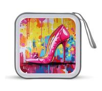 Jubonexis Funky Pink Girl High Heel Graffiti CD Case DVD Storage Case Portable for Car Home Travel