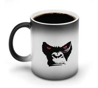 Jubonexis Funny Monkey Face Red Eyes Color Changing Mugs Heat Changing Ceramic Coffee Mug Novelty Funny Tea Water Cup 11OZ