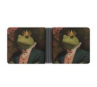 Jubonexis Funny Rich Frog Graffiti Soft PU Leather Bifold Wallet, Coin Purse Credit Pass Case, Durable Card-Holder Slim Billfold for Men Woman Money Storage