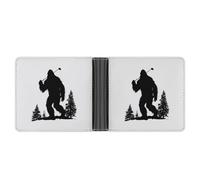 Jubonexis Funny Silhouette Carrying A Single Golf Club Soft PU Leather Bifold Wallet, Coin Purse Credit Pass Case, Durable Card-Holder Slim Billfold for Men Woman Money Storage