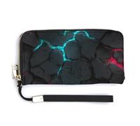 Jubonexis Futuristic Alloy Glowing Energy Veins Cracked PU Leather Clutch Long Bifold Wallet, Coin Purse Credit Pass Case, Durable Card-Holder Money Storage for Women Men