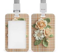 Jubonexis Gardenia and Rose Sugar Flower ID Badge Holder Retractable Clip Card Holder Card Protector Name Badge Name Tag for Work Office Doctor Nurse