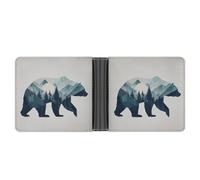 Jubonexis Geometric Bear Landscape Soft PU Leather Bifold Wallet, Coin Purse Credit Pass Case, Durable Card-Holder Slim Billfold for Men Woman Money Storage