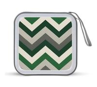 Jubonexis Geometric Pattern Alternating Stripes Forest Green CD Case DVD Storage Case Portable for Car Home Travel
