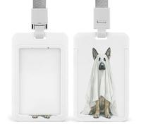 Jubonexis German Shepherd Dog Dressed As Ghost ID Badge Holder Retractable Clip Card Holder Card Protector Name Badge Name Tag for Work Office Doctor Nurse