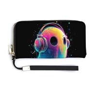 Jubonexis Ghost DJ PU Leather Clutch Long Bifold Wallet, Coin Purse Credit Pass Case, Durable Card-Holder Money Storage for Women Men