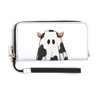 Jubonexis Ghost is Wearing A Cow Print Sheet PU Leather Clutch Long Bifold Wallet, Coin Purse Credit Pass Case, Durable Card-Holder Money Storage for Women Men