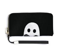Jubonexis Ghost Reading A Book Simple PU Leather Clutch Long Bifold Wallet, Coin Purse Credit Pass Case, Durable Card-Holder Money Storage for Women Men