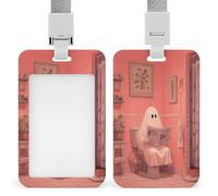 Jubonexis Ghost Reading in The Pink Bathroom ID Badge Holder Retractable Clip Card Holder Card Protector Name Badge Name Tag for Work Office Doctor Nurse