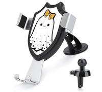 Jubonexis Ghost with Black Polka Dot Bow Car Phone Holder Mount Triangle Clip Base Air Vent Cell Phone Car Mount Automotive Accessories for 4-6 Inches Cell Smartphones