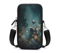 Jubonexis Ghostly Figure Reading Flowers Vintage Aesthetics Crossbody Mobile Phone Bag Smartphone Bag With Adjustable Strap