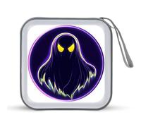 Jubonexis Ghosts Neon Purple and Yellow CD Case DVD Storage Case Portable for Car Home Travel