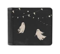 Jubonexis Ghosts Playing Baseball Soft PU Leather Bifold Wallet, Coin Purse Credit Pass Case, Durable Card-Holder Slim Billfold for Men Woman Money Storage