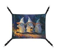 Jubonexis Ghosts Wearing Wizard Hats Carrying Lanterns Breathable Pet Hammock with Adjustable Straps Reversible Cat Hanging Bed Dog Mats