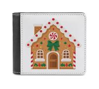 Jubonexis Gingerbread House Green Bow Soft PU Leather Bifold Wallet, Coin Purse Credit Pass Case, Durable Card-Holder Slim Billfold for Men Woman Money Storage
