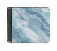 Jubonexis Glacier Blue Snowy White Marbled Texture Soft PU Leather Bifold Wallet, Coin Purse Credit Pass Case, Durable Card-Holder Slim Billfold for Men Woman Money Storage