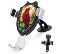 Jubonexis Glass Stain Red Bird Car Phone Holder Mount Triangle Clip Base Air Vent Cell Phone Car Mount Automotive Accessories for 4-6 Inches Cell Smartphones