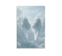 Jubonexis Glowing White Angel Wings Wall Art Poster Canvas Print Painting Aesthetic Picture for Living Room Farmhouse Decor 12x18inch(30x45cm)