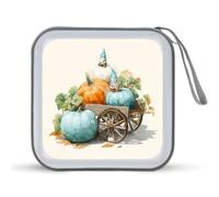 Jubonexis Gnome Blue and White Pumpkin CD Case DVD Storage Case Portable for Car Home Travel