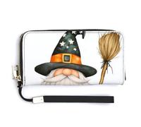 Jubonexis GNOME Pumpkin Black CAT PU Leather Clutch Long Bifold Wallet, Coin Purse Credit Pass Case, Durable Card-Holder Money Storage for Women Men