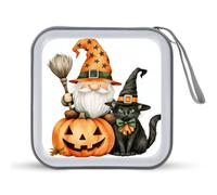 Jubonexis GNOME Pumpkin Black CAT Witch Hat CD Case DVD Storage Case Portable