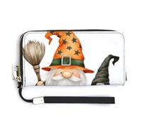 Jubonexis GNOME Pumpkin Black CAT Witch Hat PU Leather Clutch Long Bifold Wallet, Coin Purse Credit Pass Case, Durable Card-Holder Money Storage for Women Men