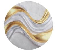 Jubonexis Gold And Silver Wavy Lines Large Round Carpet Area Rug Mat Modern Non Slip Circular Rugs 36inch(90cm)