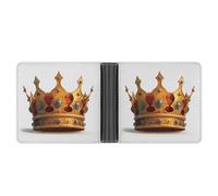 Jubonexis Gold Crown for A King Soft PU Leather Bifold Wallet, Coin Purse Credit Pass Case, Durable Card-Holder Slim Billfold for Men Woman Money Storage