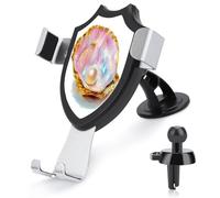 Jubonexis Gold Edging Oyster Shell Luminous Pearl Car Phone Holder Mount Triangle Clip Base Air Vent Cell Phone Car Mount Automotive Accessories for 4-6 Inches Cell Smartphones