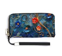 Jubonexis Gold Leaf Textures Abstract Geometric PU Leather Clutch Long Bifold Wallet, Coin Purse Credit Pass Case, Durable Card-Holder Money Storage for Women Men