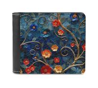 Jubonexis Gold Leaf Textures Abstract Geometric Soft PU Leather Bifold Wallet, Coin Purse Credit Pass Case, Durable Card-Holder Slim Billfold for Men Woman Money Storage