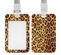 Jubonexis Gold Leopard Print ID Badge Holder Retractable Clip Card Holder Card Protector Name Badge Name Tag for Work Office Doctor Nurse