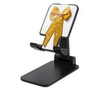 Jubonexis Gold Long Ribbon Bow Cell Phone Stand Foldable Adjustable Phone Stand for Desk