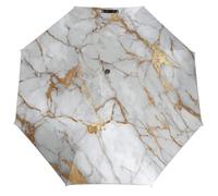 Jubonexis Gold Marble Texture Folding Umbrella 3 Folds Auto Windproof Travel Umbrellas Strong Lightweight Umbrellas for Outdoor Sun & Rain