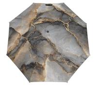 Jubonexis Gold Marble Texture With Grey Veins Folding Umbrella 3 Folds Auto Windproof Travel Umbrellas Strong Lightweight Umbrellas for Outdoor Sun & Rain