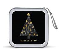 Jubonexis Gold Silver Merry Christmas Tree Star CD Case DVD Storage Case Portable for Car Home Travel