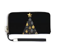 Jubonexis Gold Silver Merry Christmas Tree Star PU Leather Clutch Long Bifold Wallet, Coin Purse Credit Pass Case, Durable Card-Holder Money Storage for Women Men