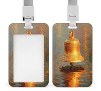 Jubonexis Golden Bell Sunlight Shines ID Badge Holder Retractable Clip Card Holder Card Protector Name Badge Name Tag for Work Office Doctor Nurse