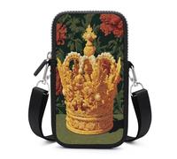 Jubonexis Golden Crown with Pearls And Jewels Crossbody Mobile Phone Bag Smartphone Bag With Adjustable Strap black
