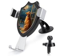Jubonexis Golden Retriever Dog on The Windowsill Car Phone Holder Mount Triangle Clip Base Air Vent Cell Phone Car Mount Automotive Accessories for 4-6 Inches Cell Smartphones