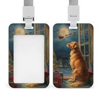 Jubonexis Golden Retriever Dog on The Windowsill ID Badge Holder Retractable Clip Card Holder Card Protector Name Badge Name Tag for Work Office Doctor Nurse