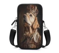 Jubonexis Golden Retriever Dog Wearing A Crown Crossbody Mobile Phone Bag Smartphone Bag With Adjustable Strap