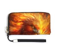 Jubonexis Gorgeous Fiery Phoenix PU Leather Clutch Long Bifold Wallet, Coin Purse Credit Pass Case, Durable Card-Holder Money Storage for Women Men