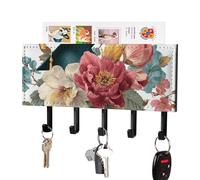 Jubonexis Gorgeous Flowers and A Graduation Cap Wall Mount with 5 Hooks Acrylic Key Rack for Home Office Entryway
