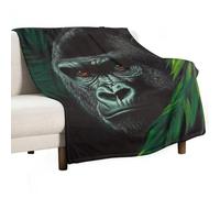 Jubonexis Gorilla Black And Deep Jungle-green Anti Pilling Throw Blankets Cozy Durable Blanket for Bedroom Living Rooms Couch Sofa Bed 130x150cm(50x60in)