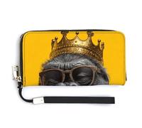 Jubonexis Gorilla Head Wearing A Cartoon Crown PU Leather Clutch Long Bifold Wallet, Coin Purse Credit Pass Case, Durable Card-Holder Money Storage for Women Men